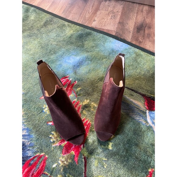 Mark Fisher Women's Ankle Open Booties Size 7.5 Block Heel Suede Croc Embossed - Picture 7 of 7